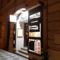 Entrance at night at Simply 33 in Prague