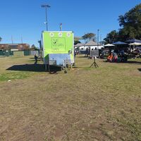 Follow the road to the right as you walk in the main gates at The Vegan Van in Newcastle