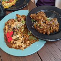 Aztec tempeh with mole sauce at Seta Rosa in Ensenada