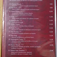 Vegetarian section of the menu. at Happy Buddha in Berlin