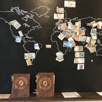 World money map at Republica in Karlovy Vary