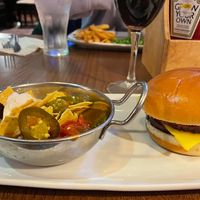 Double plant based burger with violife slice & nachos as the vegan option. at The Leaping Salmon in Berwick-upon-tweed