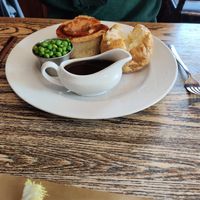 Vegan steak and ale pie with jacket potato at The Leaping Salmon in Berwick-upon-tweed