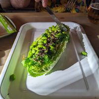 Kos, edamame and seaweed salad, plus my husband, who couldn't wait another second! at Umi in Tenby