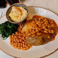 Jacket Potato, beans & houmous at Walnuts in Orpington