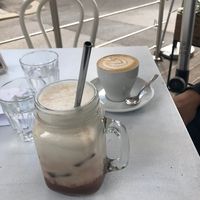 iced kakao spicy & cappuccino  at Nook in Vienna