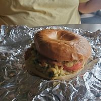 Breakfast sandwich at The Rooted Vegan in Angola