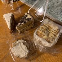 My mom bought for me, not entirely sure what everything is, but they’re all great. The cranberry orange cake on the right is perfectly tart!  at The Rooted Vegan in Angola