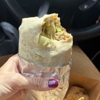 Inside of the Caesar wrap, it was huge and stuffed! Delicious!!  at The Rooted Vegan in Angola