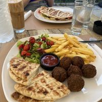 Vegan tortilla and falafel - fries were great too   at Ilo-Ilo in Corfu