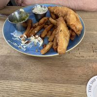 He ate it so quick before I could get a decent photo - battered banana blossom   at The Ship Inn in Holt
