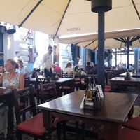 Outside at Caru' cu Bere in Bucharest