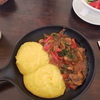 Vegan stew at Caru' cu Bere in Bucharest