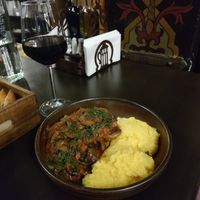 Mushroom and polenta at Caru' cu Bere in Bucharest
