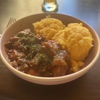 Mushroom stew with polenta   at Caru' cu Bere in Bucharest