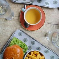 Mint tea with lemon and tab water at The Oak Tree Inn in Balmaha