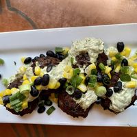 Black bean fritters   at Daily Planet in Burlington