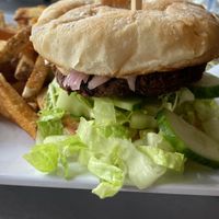 Falafel burger  at Daily Planet in Burlington