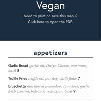 Vegan menu from online at Mezzo in Dublin