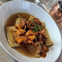 Seared Butternut Squash Tofu Ravioli Brodo at Mezzo in Dublin
