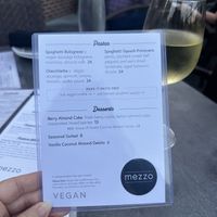 Vegan menu  at Mezzo in Dublin