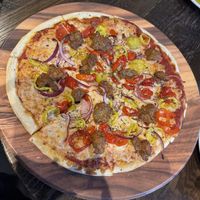 The sausage and pepper pizza with Daiya cheese. So delicious!  at Mezzo in Dublin