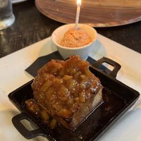 Vegan apple pie cake with a delicious brown sugar, cinnamon gelato    at Mezzo in Dublin
