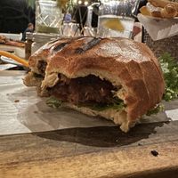 Vegan burger (remove the swiss cheese and aioli)  at La Luna in Nosara