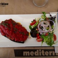 Aubergine filled with rice. at Port Blau in Lestartit