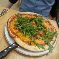 Vegan pizza at Ego Mediterranean in Sheffield