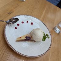 Vegan frangipane tart & ice cream at Ego Mediterranean in Sheffield