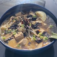 Tofu noodle bowl is vegan and gluten free  at Steamy Buddha in Ellsworth
