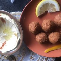 Hummus and falafel   at Café Naomi in Haessleholm