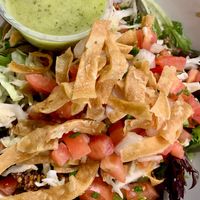 Taco bowl salad with walnut “chorizo” - very good at Kayak Kafe - Broughton in Savannah