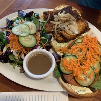 Cajun Tempeh Sandwich and a Side Salad!  at Morning Glory Cafe in Eugene