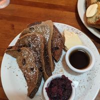 Cinnamon Raisin french toast - vegan and gluten free. The best! at Morning Glory Cafe in Eugene