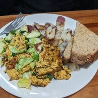 Tofu scramble with gluten free toast. The toast is great! at Morning Glory Cafe in Eugene
