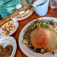Three Sisters in front, Little Bears vegan omelette in back at Morning Glory Cafe in Eugene