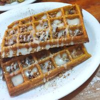 Vegan pumpkin waffles at Morning Glory Cafe in Eugene