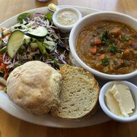 a generous serving of soup and salad!  at Morning Glory Cafe in Eugene