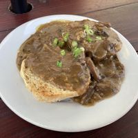 Vegan biscuit and gravy  at Morning Glory Cafe in Eugene