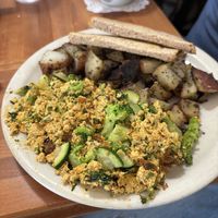 Tofu scramble, potatoes and toastt  at Morning Glory Cafe in Eugene