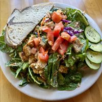 goddess salad with tempeh and rye toast!  at Morning Glory Cafe in Eugene