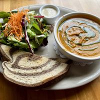 soup, salad, and bread!  at Morning Glory Cafe in Eugene
