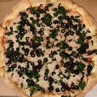 16” Vegan Cheese Pizza w/spinach & black olives   at Julia's Pizza in Orlando