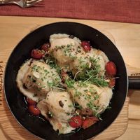 Noodle dumplings with tofu chili filling at Landhaus Hazienda in Villach