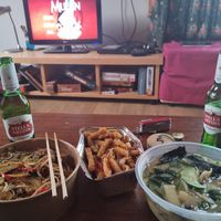 Chilli veg k-cup, Vegetable Ramen Noodles and salt and pepper chips at Tomita Sushi - Maybe closed in Isle Of Skye