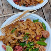 They served bratwurst with the today's special and it was so interesting and good! at Thai Vegan Kitchen in Helsinki