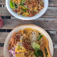 Khaau soi and pad thai, super succulent! at Thai Vegan Kitchen in Helsinki