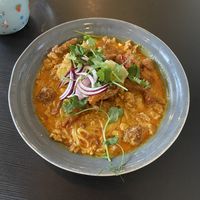 Noodles in soup  at Thai Vegan Kitchen in Helsinki